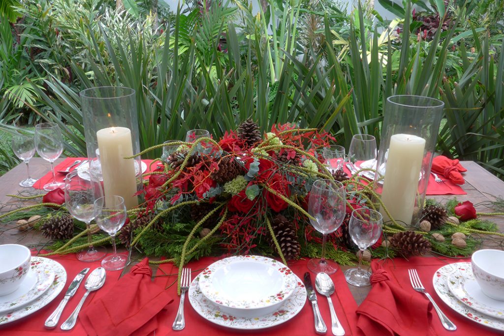 mesa de Natal vermelho e verde