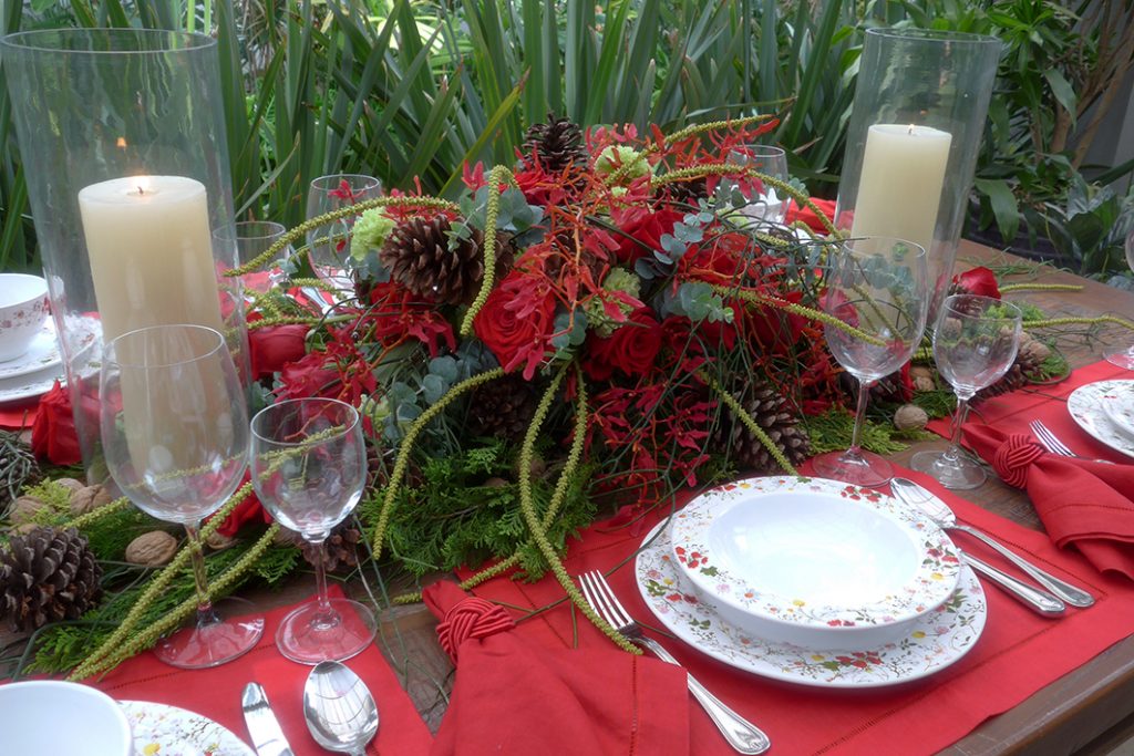 mesa de natal vermelho e verde